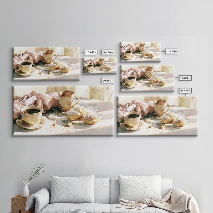 Coffee and Pastry Scene for Breakfast Nook Canvas Print, Dining Room Art, Room Decor, Dining Room Decor, Fine Art, Dining, DRA-2x1-82