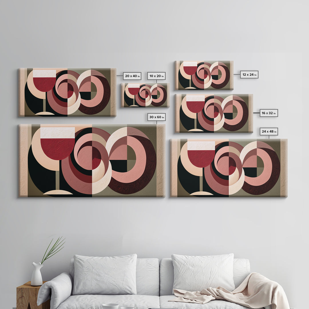 Abstract Red Wine Swirl Framed Canvas Print, Dining Room Art, Textured Painting, Dining Room Decor, Abstract Art, Dining, DRA-2x1-86