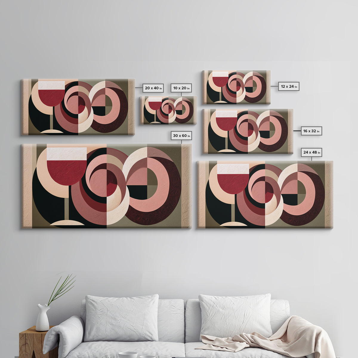 Abstract Red Wine Swirl Framed Canvas Print, Dining Room Art, Textured Painting, Dining Room Decor, Abstract Art, Dining, DRA-2x1-86