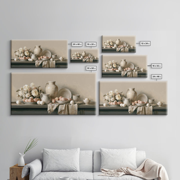 Classic Dutch Feast Arrangement Framed Canvas Print, Dining Room Art, Modern Wall Art, Dining Room Decor, Fine Art, Dining, DRA-2x1-87