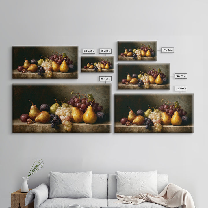 Classical Fruit Still Life Canvas Print, Dining Room Art, Large Wall Art, Dining Room Decor, Dining, Watercolor Painting, DRA-2x1-93