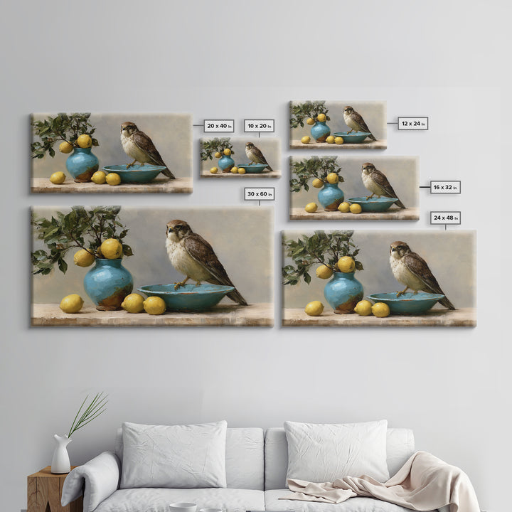 Italian Lemon Branch Framed Canvas Print, Dining Room Art, Canvas Wall Art, Dining Room Decor, Watercolor Art, Dining, DRA-2x1-97