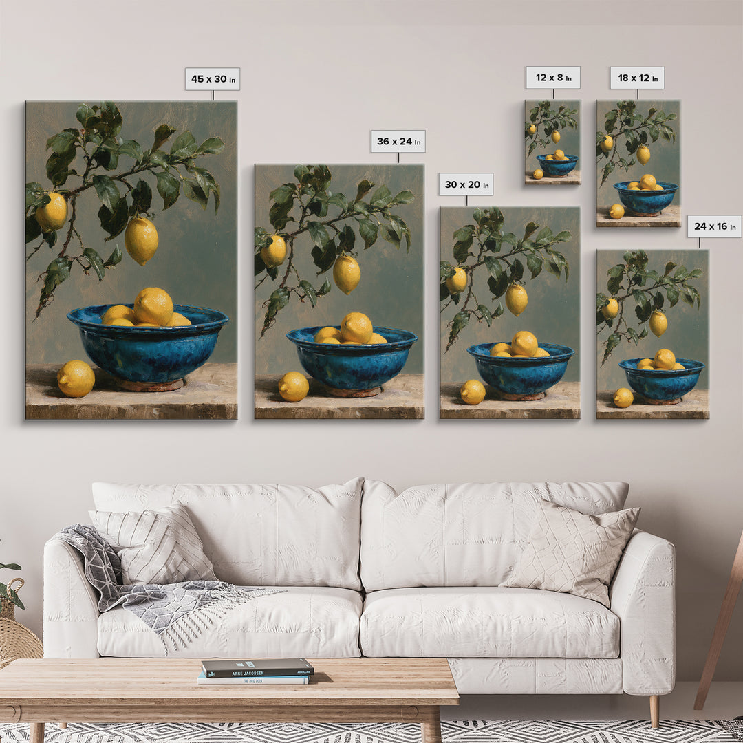 Italian Lemon Branch Framed Canvas Print, Dining Room Art, Room Decor, Dining Room Decor, Fine Art, Dining, Canvas Art, DRA-2x3-13