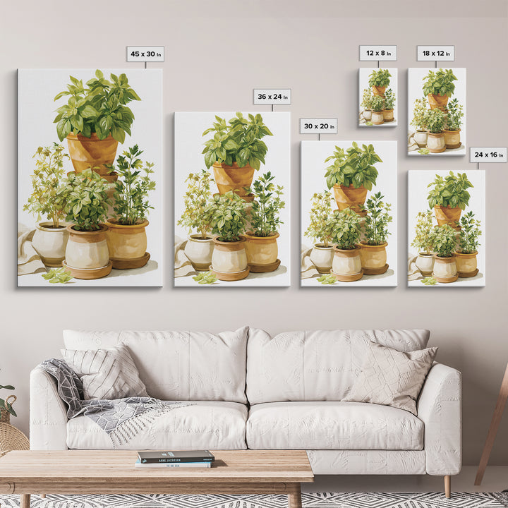 Modern Kitchen Herbs Framed Canvas Print, Dining Room Art, Textured Painting, Dining Room Decor, Abstract Art, Dining, DRA-2x3-17