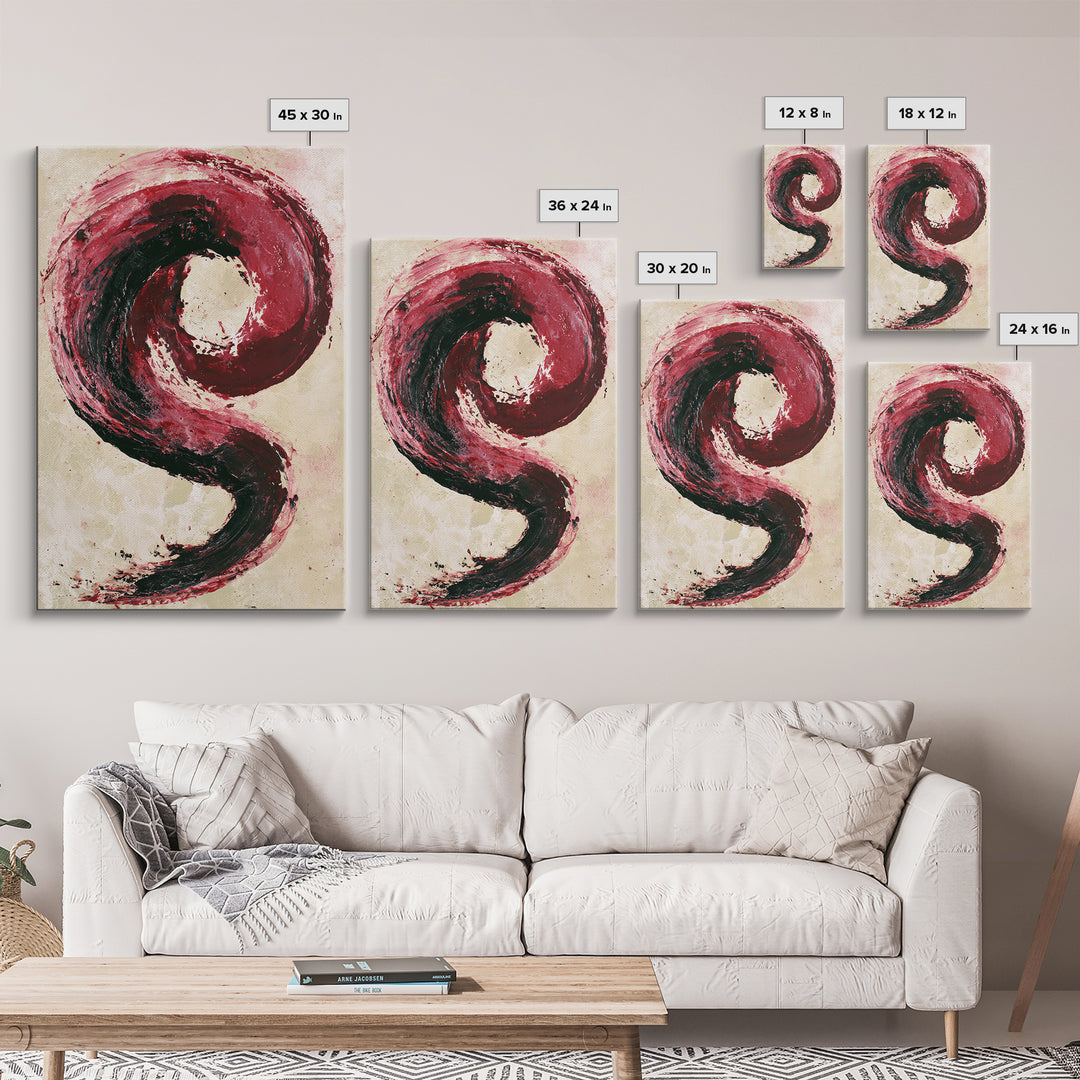 Abstract Red Wine Swirl Framed Canvas Print, Dining Room Art, Gallery Decor, Dining Room Decor, Dining, Minimalist Decor, DRA-2x3-2