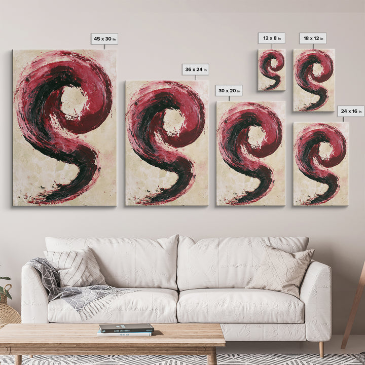Abstract Red Wine Swirl Framed Canvas Print, Dining Room Art, Gallery Decor, Dining Room Decor, Dining, Minimalist Decor, DRA-2x3-2
