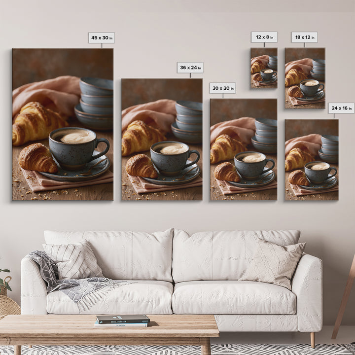 Coffee and Pastry Scene for Breakfast Nook Framed Canvas Print, Dining Room Art, Statement Artwork, Dining Room Decor, Dining, DRA-2x3-22