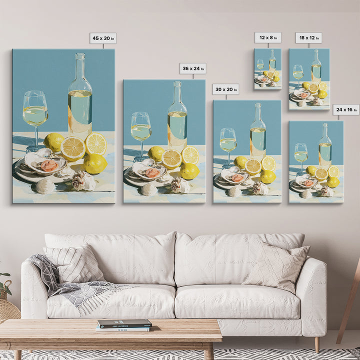 Shellfish and Lemon Still Life Framed Canvas Print, Dining Room Art, Living Room Decor, Dining Room Decor, Fine Art, Dining, DRA-2x3-24