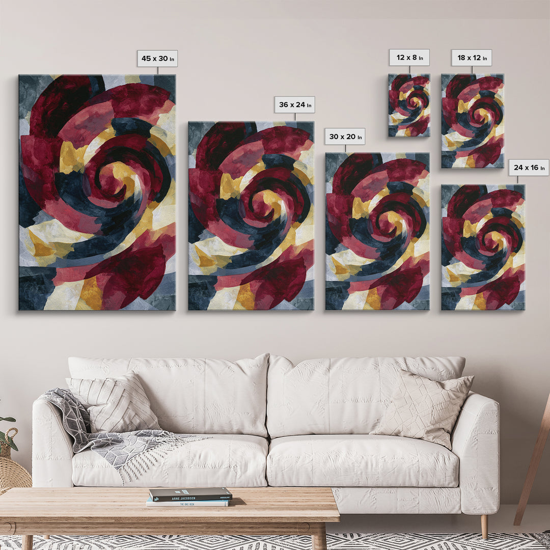 Abstract Red Wine Swirl Framed Canvas Print, Dining Room Art, Gallery Decor, Dining Room Decor, Dining, Minimalist Decor, DRA-2x3-26