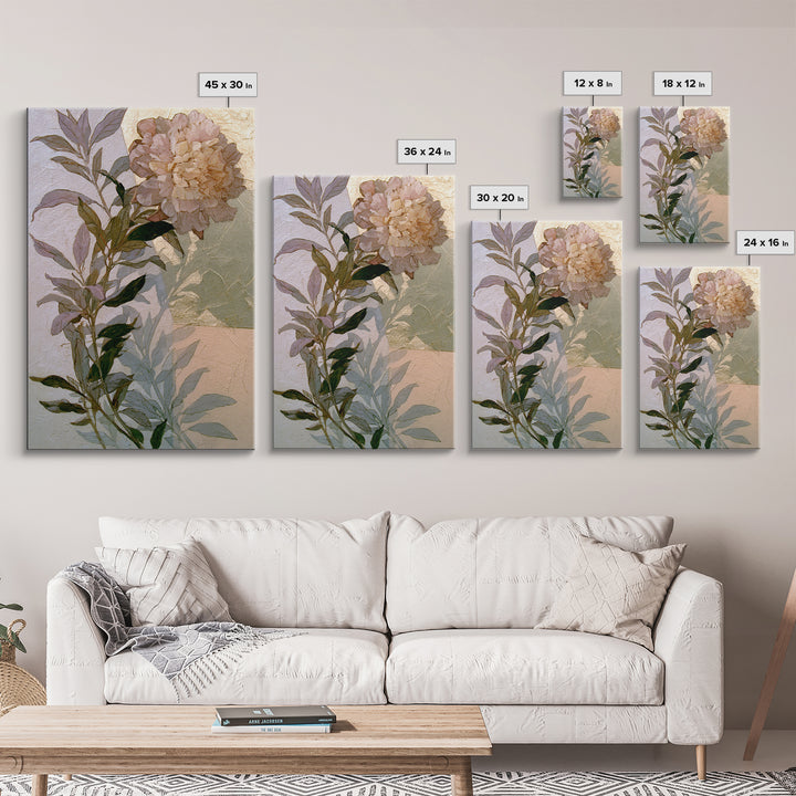 Pomegranate and Gold Leaf Botanical Study Canvas Print, Dining Room Art, Coastal Wall Art, Dining Room Decor, Watercolor Art, DRA-2x3-40