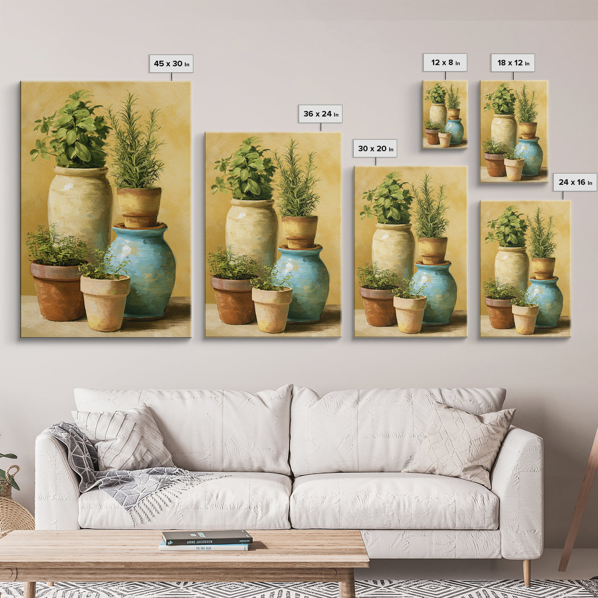 Modern Kitchen Herbs Framed Canvas Print, Dining Room Art, Textured Painting, Dining Room Decor, Abstract Art, Dining, DRA-2x3-41