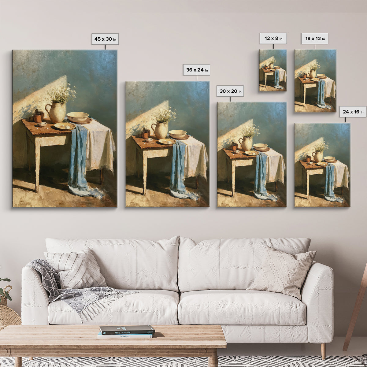Sunlit Farmhouse Table Objects Without Room View Canvas Print, Dining Room Art, Minimalist Decor, Dining Room Decor, Dining, DRA-2x3-49