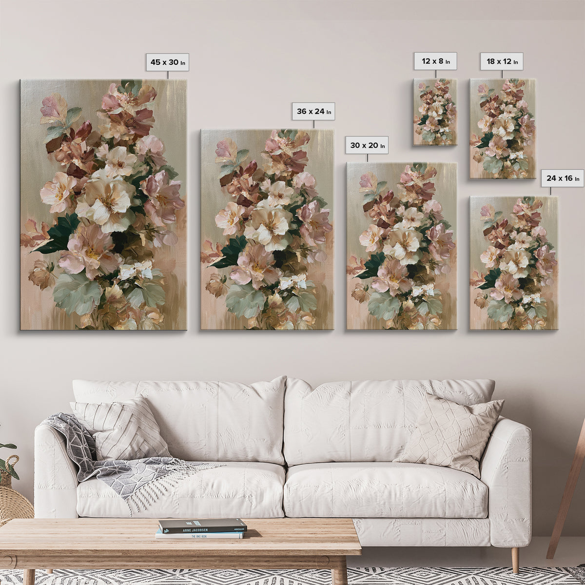 Large Floral Centerpiece Canvas Print, Dining Room Art, Contemporary Art, Dining Room Decor, Fine Art, Dining, Digital Print, DRA-2x3-82