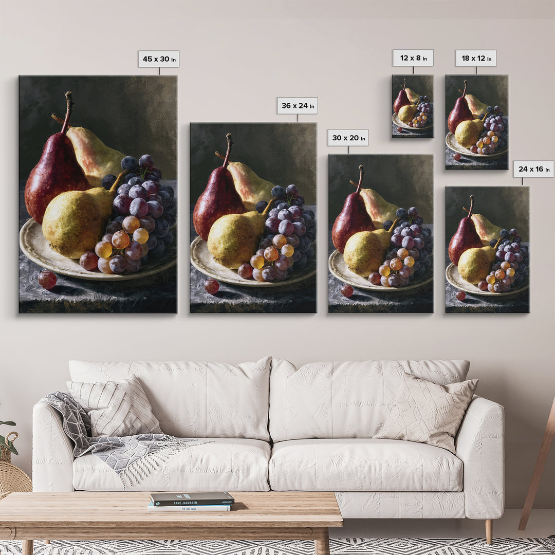 Classical Fruit Still Life Canvas Print, Dining Room Art, Art Print, Dining Room Decor, Fine Art, Dining, Abstract Art, DRA-2x3-9