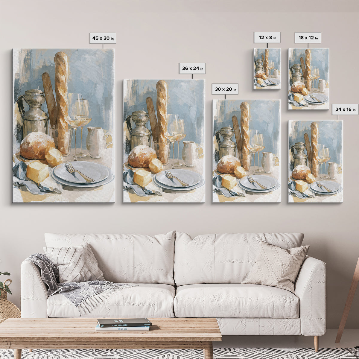 French Bistro Food Illustration Without Text Framed Canvas Print, Dining Room Art, Home Decor, Dining Room Decor, Dining, DRA-2x3-90