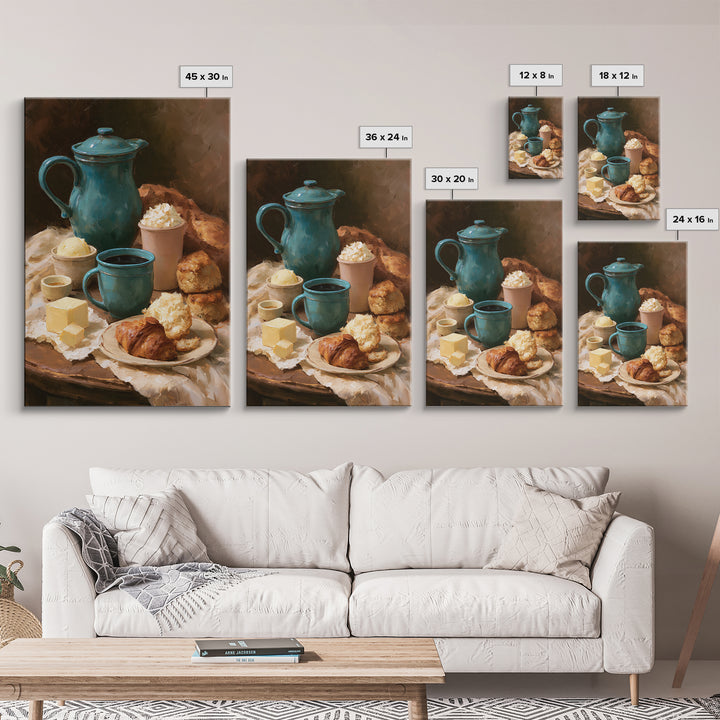 Coffee and Pastry Scene for Breakfast Nook Framed Canvas Print, Dining Room Art, Fall Decor, Dining Room Decor, Dining, DRA-2x3-94