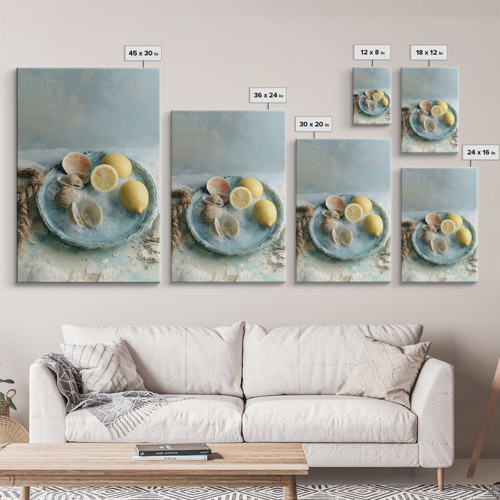 Shellfish and Lemon Still Life Canvas Print, Dining Room Art, Contemporary Art, Dining Room Decor, Fine Art, Dining, DRA-2x3-96