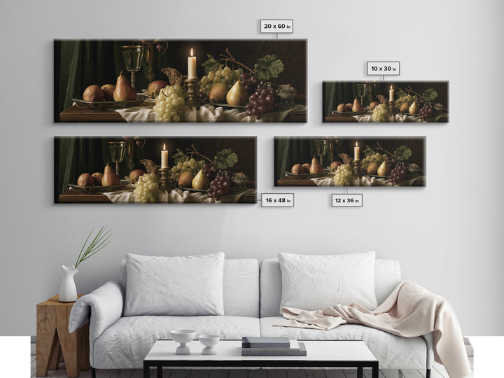 Classical Fruit Still Life Framed Canvas Print, Dining Room Art, Kitchen Wall Art, Dining Room Decor, Fine Art, Dining, DRA-3x1-17