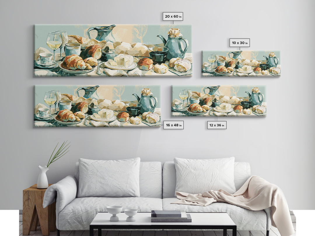French Bistro Food Illustration Without Text Framed Canvas Print, Dining Room Art, Wall Art, Dining Room Decor, Dining, DRA-3x1-2