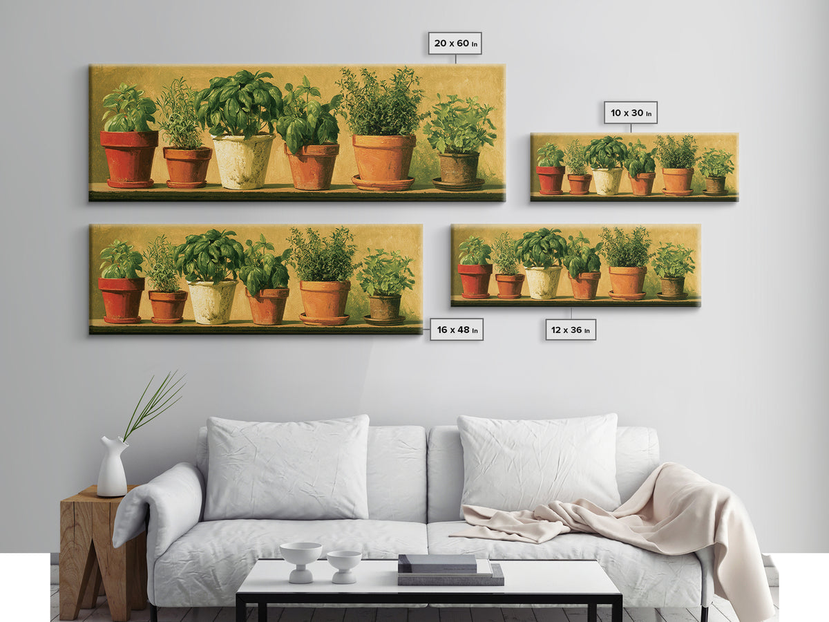 Modern Kitchen Herbs Canvas Print, Dining Room Art, Printable Art, Dining Room Decor, Abstract Art, Dining, Coastal Wall Art, DRA-3x1-49