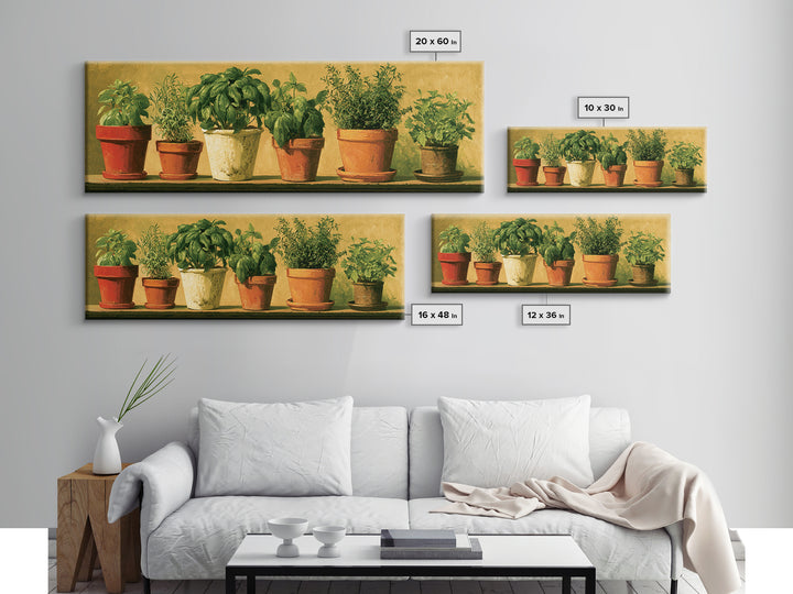 Modern Kitchen Herbs Canvas Print, Dining Room Art, Printable Art, Dining Room Decor, Abstract Art, Dining, Coastal Wall Art, DRA-3x1-49