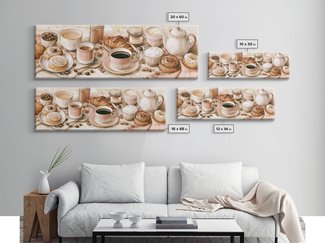 Coffee and Pastry Scene for Breakfast Nook Canvas Print, Dining Room Art, Modern Wall Art, Dining Room Decor, Fine Art, Dining, DRA-3x1-54