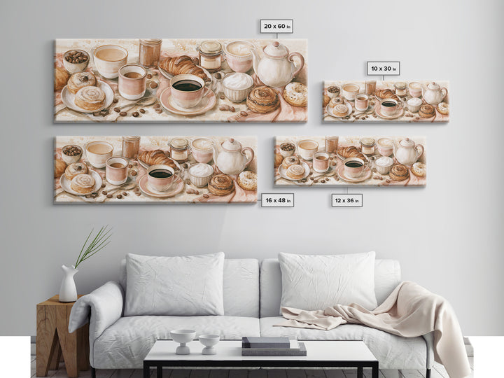 Coffee and Pastry Scene for Breakfast Nook Canvas Print, Dining Room Art, Modern Wall Art, Dining Room Decor, Fine Art, Dining, DRA-3x1-54