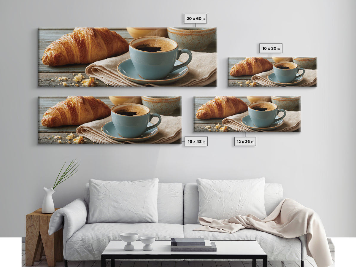 Coffee and Pastry Scene for Breakfast Nook Canvas Print, Dining Room Art, Textured Painting, Dining Room Decor, Dining, DRA-3x1-78