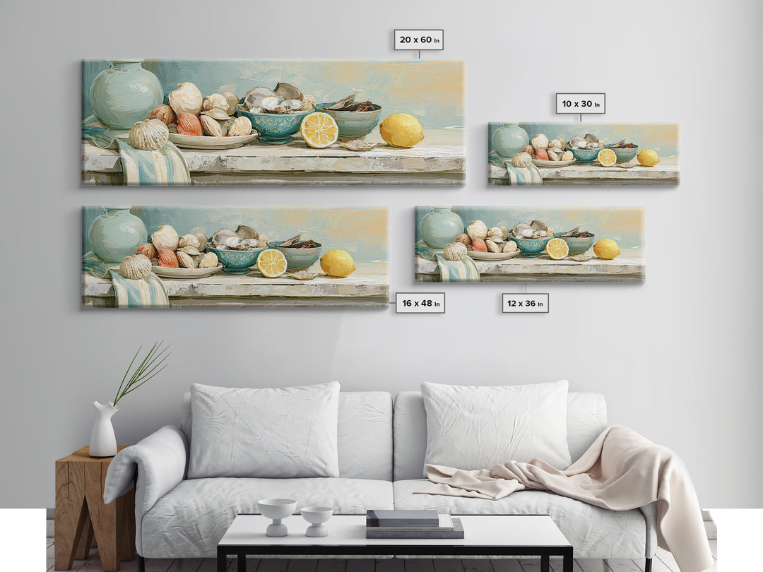 Shellfish and Lemon Still Life Canvas Print, Dining Room Art, Wall Art, Dining Room Decor, Fine Art, Dining, Printable Art, DRA-3x1-80