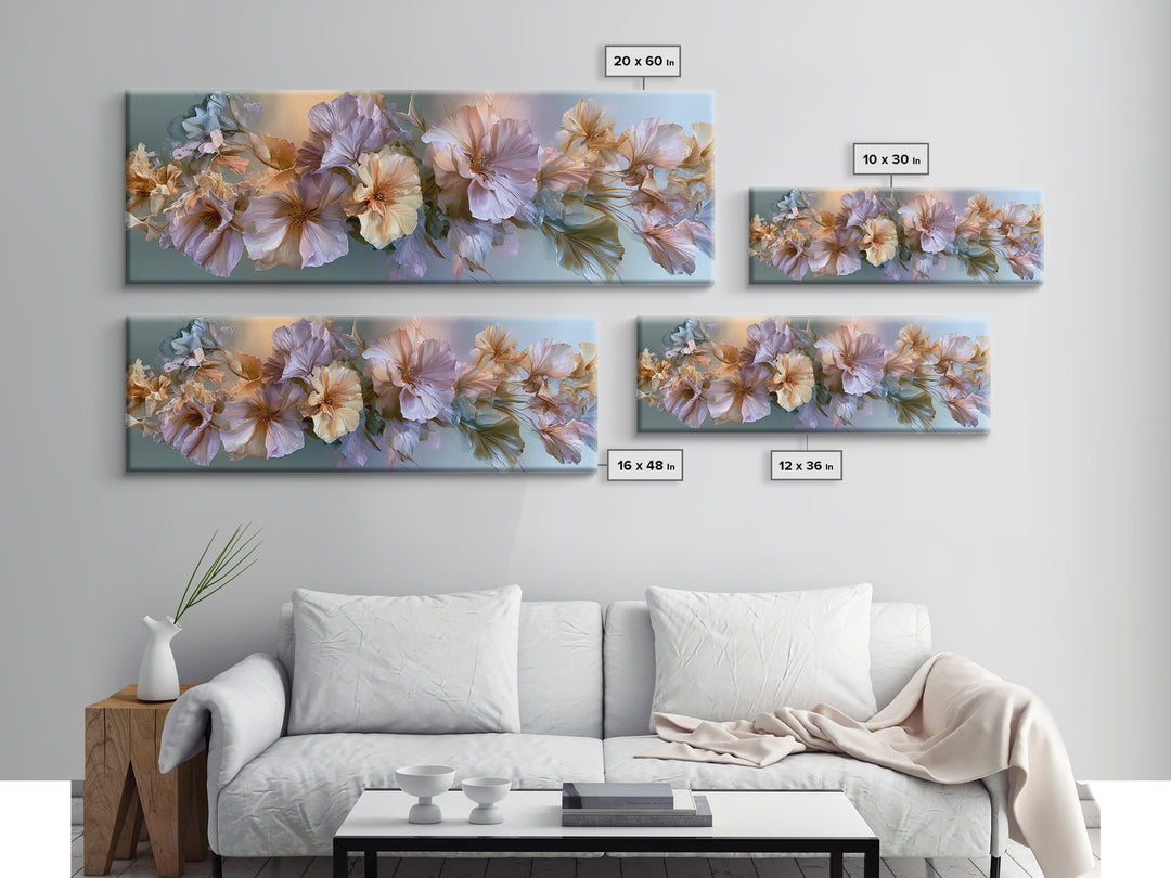 Large Floral Centerpiece Framed Canvas Print, Dining Room Art, Living Room Decor, Dining Room Decor, Fine Art, Dining, DRA-3x1-90