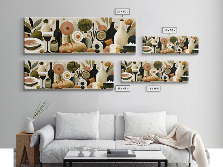 French Bistro Food Illustration Without Text Canvas Print, Dining Room Art, Watercolor Painting, Dining Room Decor, Dining, DRA-3x1-98