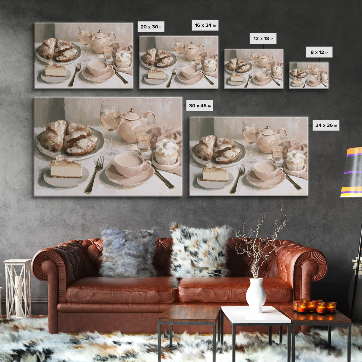 French Bistro Food Illustration Without Text Canvas Print, Dining Room Art, Abstract Art, Dining Room Decor, Fine Art, Dining, DRA-3x2-38