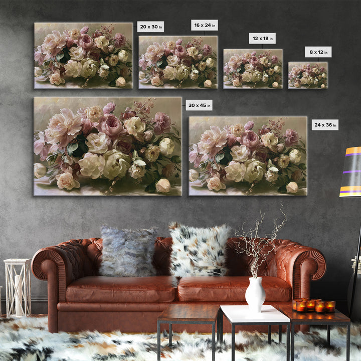 Large Floral Centerpiece Canvas Print, Dining Room Art, Kitchen Wall Art, Dining Room Decor, Oil Painting, Dining, DRA-3x2-54