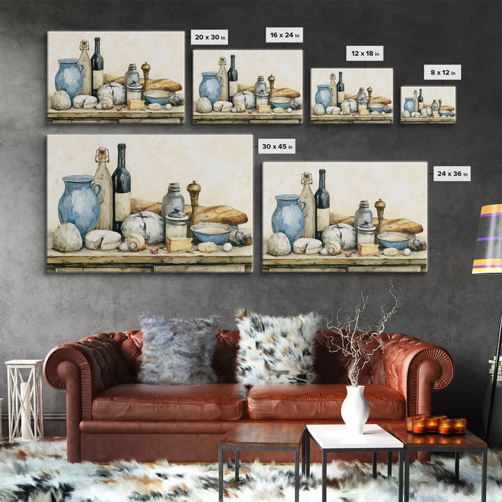 French Bistro Food Illustration Without Text Canvas Print, Dining Room Art, Abstract Art, Dining Room Decor, Fine Art, Dining, DRA-3x2-62