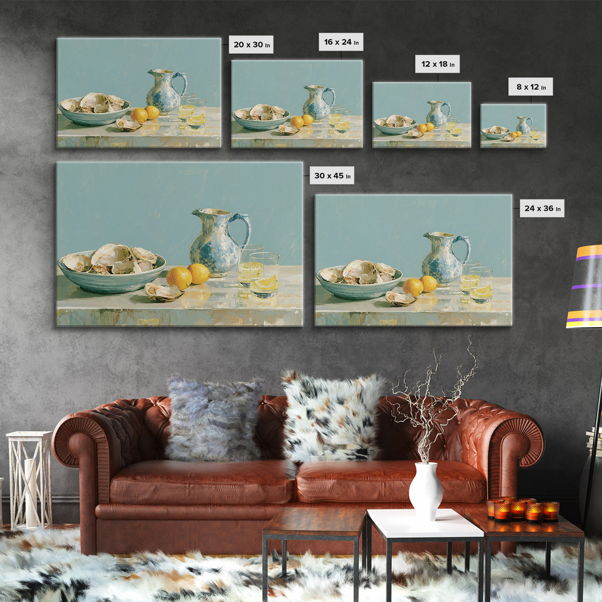 Shellfish and Lemon Still Life Canvas Print, Dining Room Art, Set of 3 Prints, Dining Room Decor, Dining, Fine Art Print, DRA-3x2-68