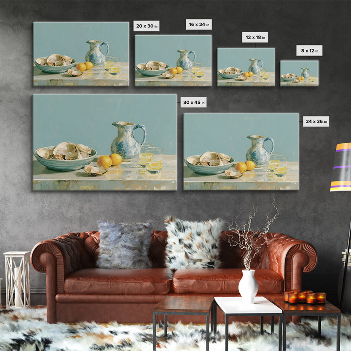 Shellfish and Lemon Still Life Canvas Print, Dining Room Art, Set of 3 Prints, Dining Room Decor, Dining, Fine Art Print, DRA-3x2-68