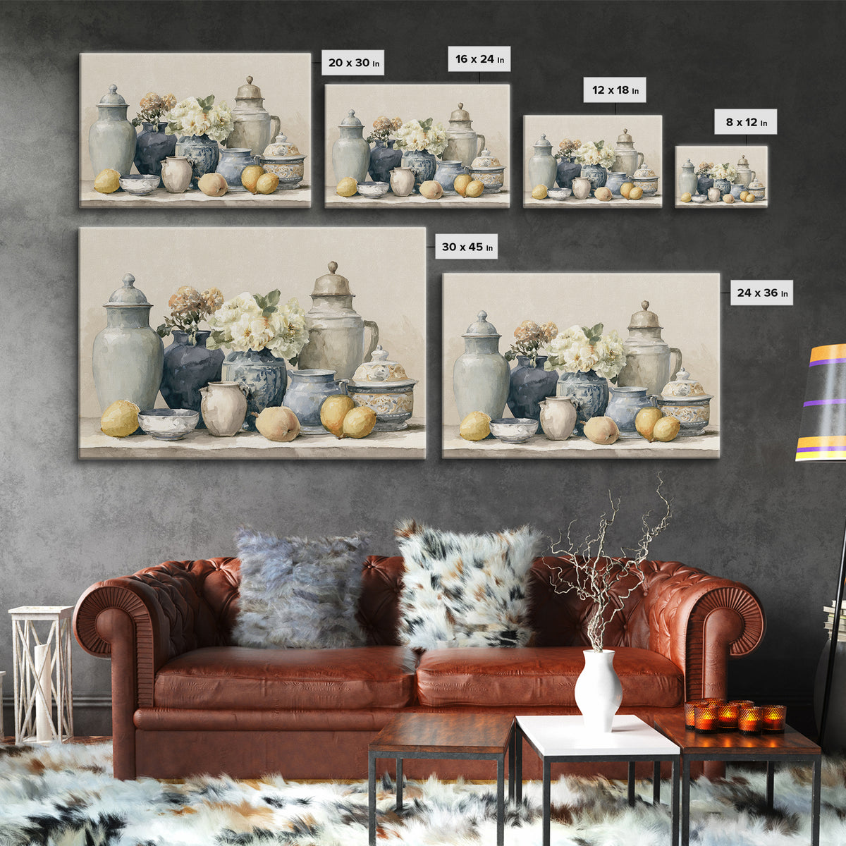 Classic Dutch Feast Arrangement Framed Canvas Print, Dining Room Art, Abstract Art, Dining Room Decor, Watercolor Art, Dining, DRA-3x2-71