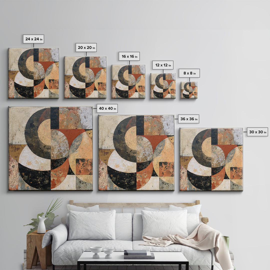 Abstract Shapes Layered Framed Canvas Print, Eclectic Art, Art Prints, Living Room Decor, Fine Art, Eclectic, Abstract Art, ECL-1x1-28