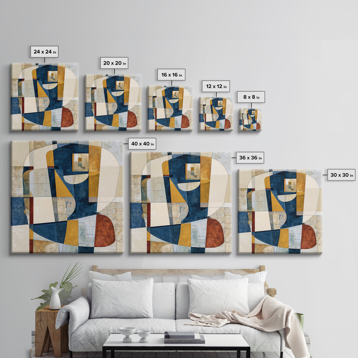 Abstract Shapes Layered Canvas Print, Eclectic Art, Home Decor, Living Room Decor, Abstract Art, Eclectic, Original Painting, ECL-1x1-4