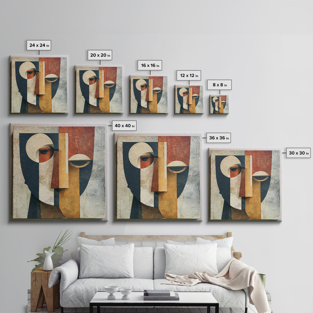 Abstract Mask with Playful Textures Framed Canvas Print, Eclectic Art, Living Room Decor, Abstract Art, Eclectic, ECL-1x1-44