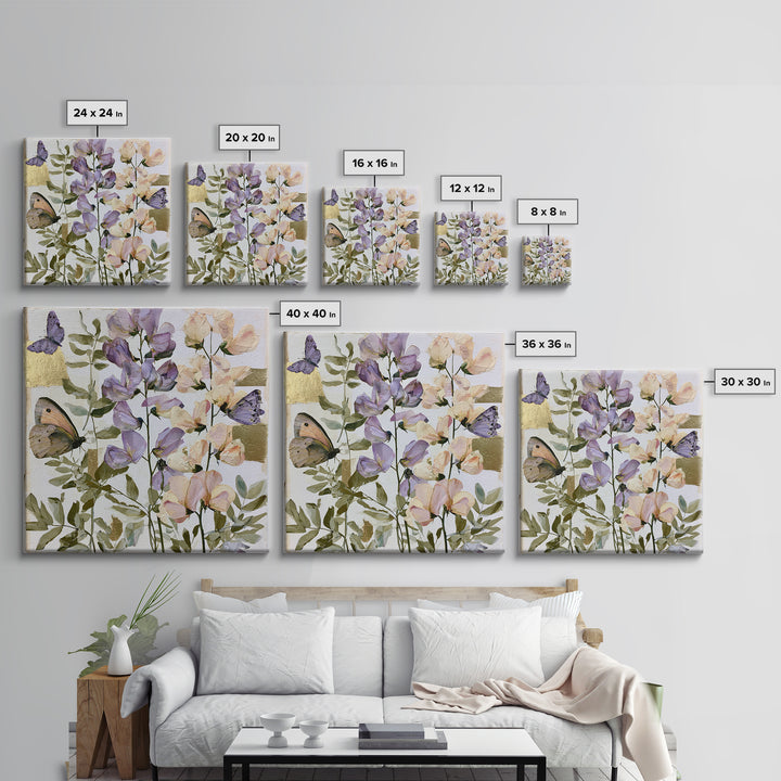 Botanical Collage with Butterflies and Old Paper Canvas Print, Eclectic Art, Digital Prints, Living Room Decor, Eclectic, ECL-1x1-61