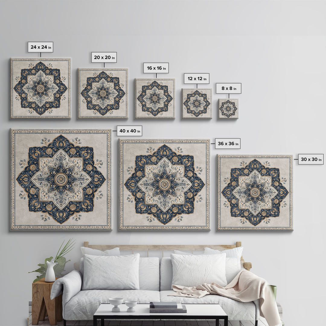 Layered Tapestry Pattern Framed Canvas Print, Eclectic Art, Portrait, Living Room Decor, Fine Art, Eclectic, Modern Decor, ECL-1x1-64