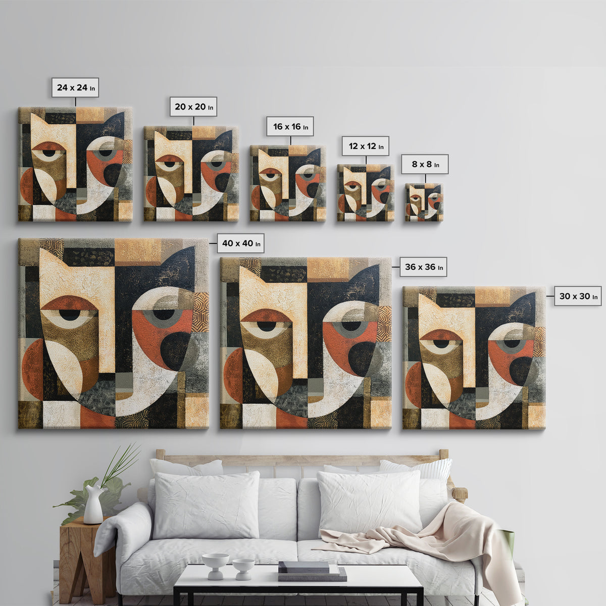 Abstract Mask with Playful Textures Framed Canvas Print, Eclectic Art, Printable Art, Living Room Decor, Fine Art, Eclectic, ECL-1x1-68