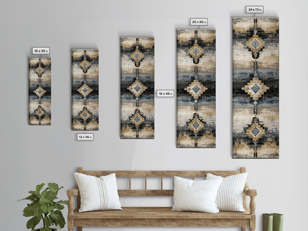 Layered Tapestry Pattern Canvas Print, Eclectic Art, Art, Living Room Decor, Fine Art, Eclectic, Large Wall Art, Boho, ECL-1x3-100