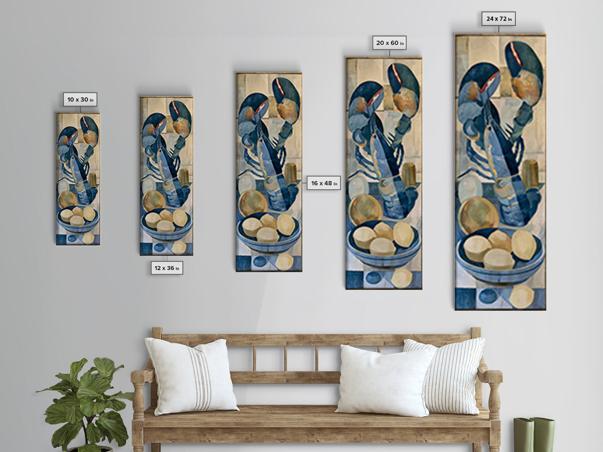 Unexpected Lobster and Lemons Still Life Framed Canvas Print, Eclectic Art, Living Room Decor, Oil Painting, Eclectic, ECL-1x3-30