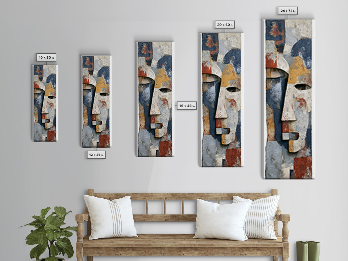 Abstract Mask with Playful Textures Canvas Print, Eclectic Art, Printable Art, Living Room Decor, Abstract Art, Eclectic, ECL-1x3-32