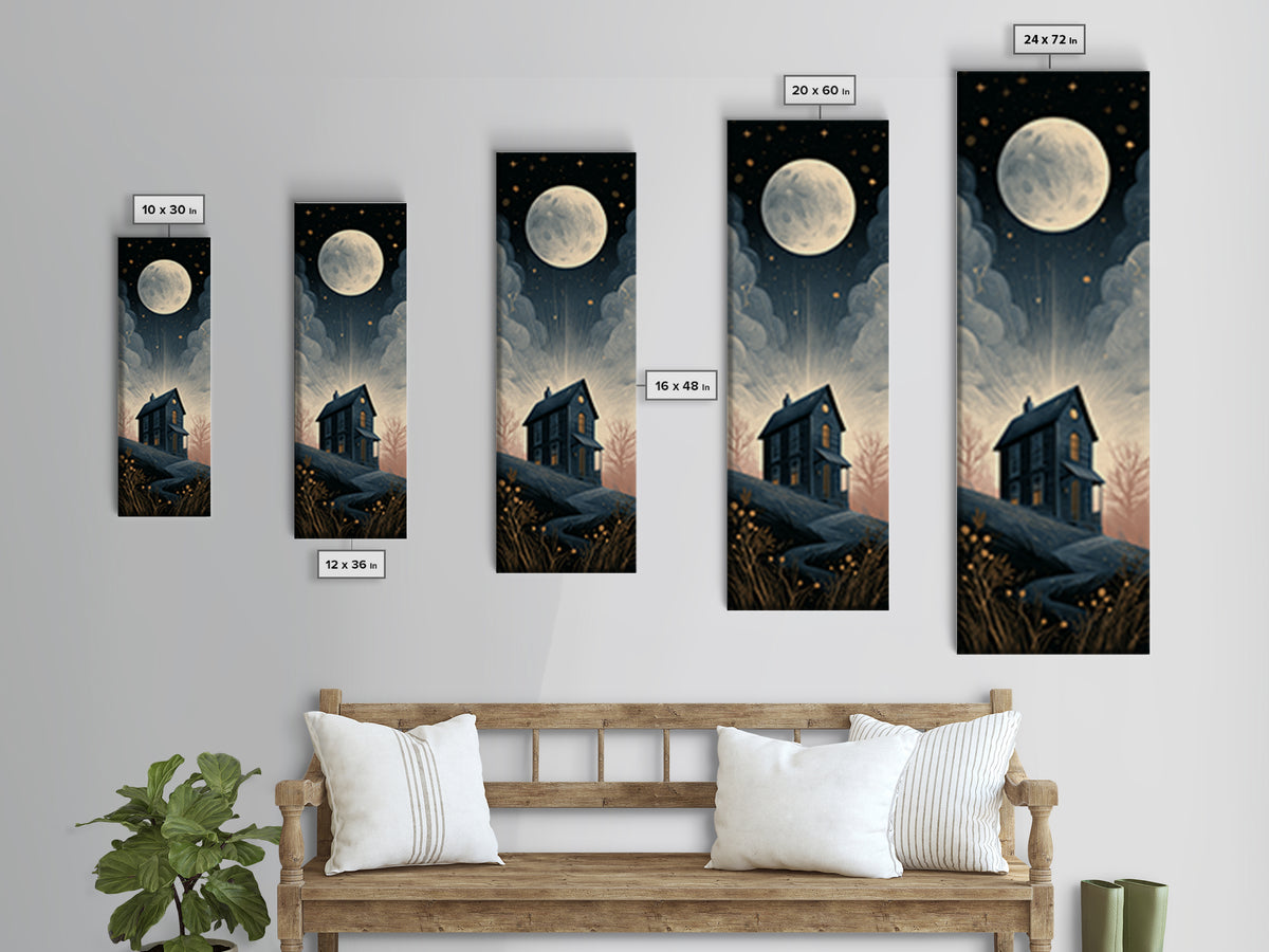 Folk Art House Canvas Print, Eclectic Art, Minimalist Decor, Living Room Decor, Fine Art, Eclectic, Printable Wall Art, ECL-1x3-43