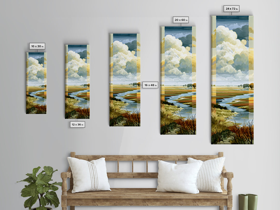 Playful Checkerboard Landscape Framed Canvas Print, Eclectic Art, Large Wall Art, Living Room Decor, Fine Art, Eclectic, ECL-1x3-45