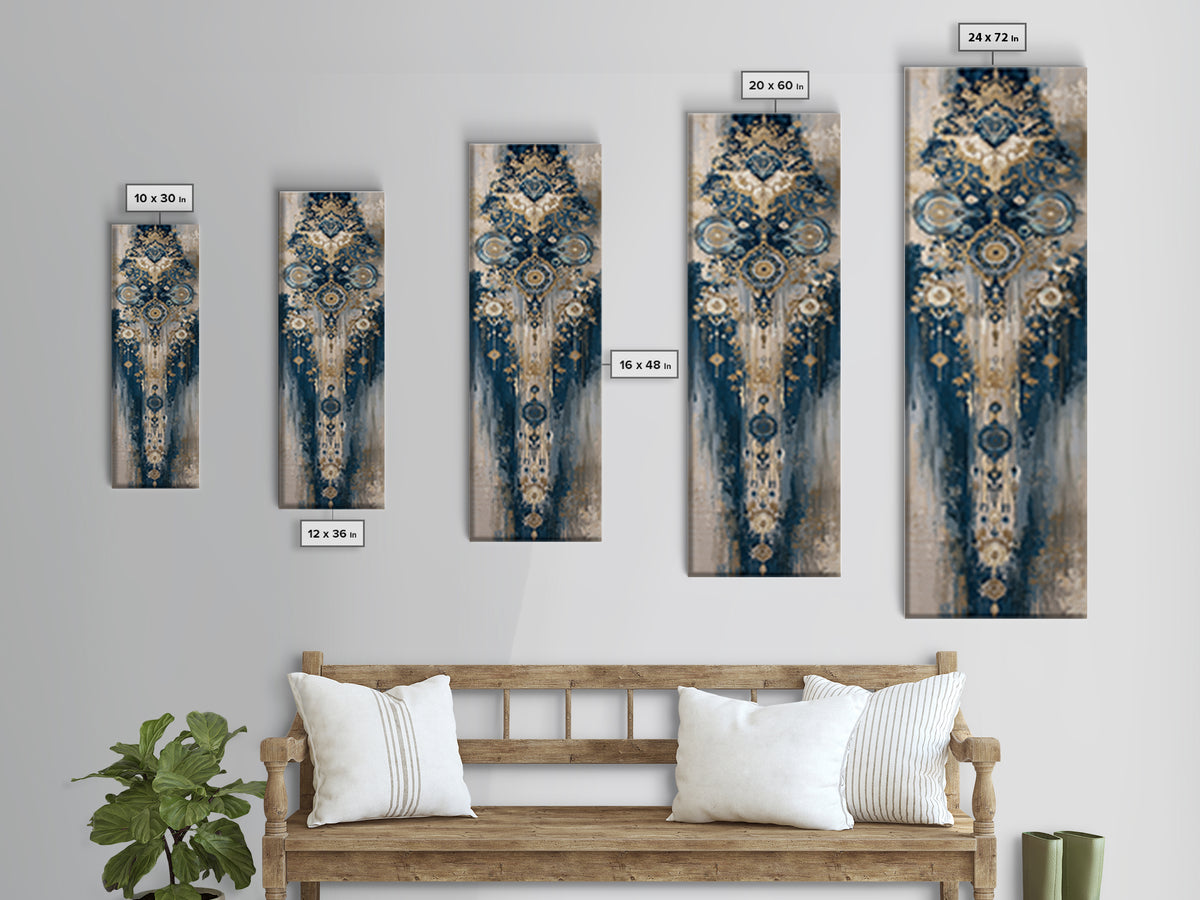 Layered Tapestry Pattern Framed Canvas Print, Eclectic Art, Dopamine Decor, Living Room Decor, Eclectic, Minimalist Decor, ECL-1x3-52