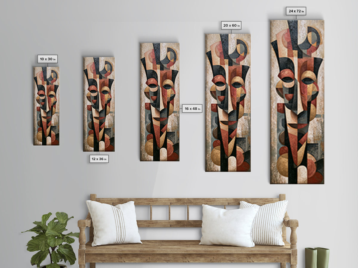 Abstract Mask with Playful Textures Canvas Print, Eclectic Art, Fine Art Print, Living Room Decor, Fine Art, Eclectic, ECL-1x3-56